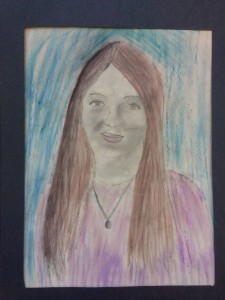 Contour line tracing of portrait photos. Pencil shading. Oil pastel. 5th grade.