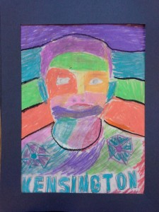 Contour line tracing of portrait photos. Pencil shading. Oil pastel. 5th grade.