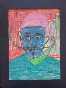 Contour line tracing of portrait photos. Pencil shading. Oil pastel. 5th grade.