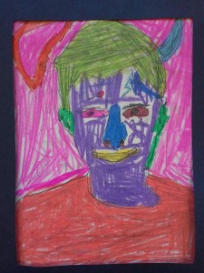 Contour line tracing of portrait photos. Pencil shading. Oil pastel. 5th grade.