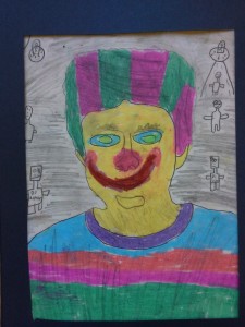 Contour line tracing of portrait photos. Pencil shading. Oil pastel. 5th grade.