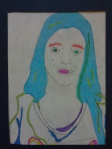 Contour line tracing of portrait photos. Pencil shading. Oil pastel. 5th grade.