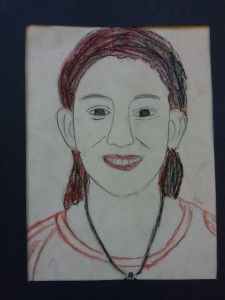 Contour line tracing of portrait photos. Pencil shading. Oil pastel. 5th grade.