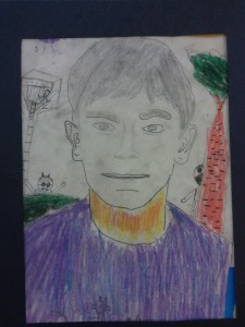 Contour line tracing of portrait photos. Pencil shading. Oil pastel. 5th grade.