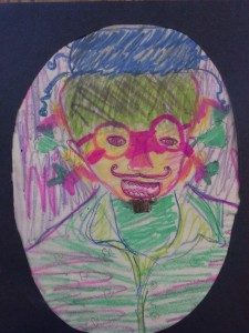 Contour line tracing of portrait photos. Pencil shading. Oil pastel. 5th grade.